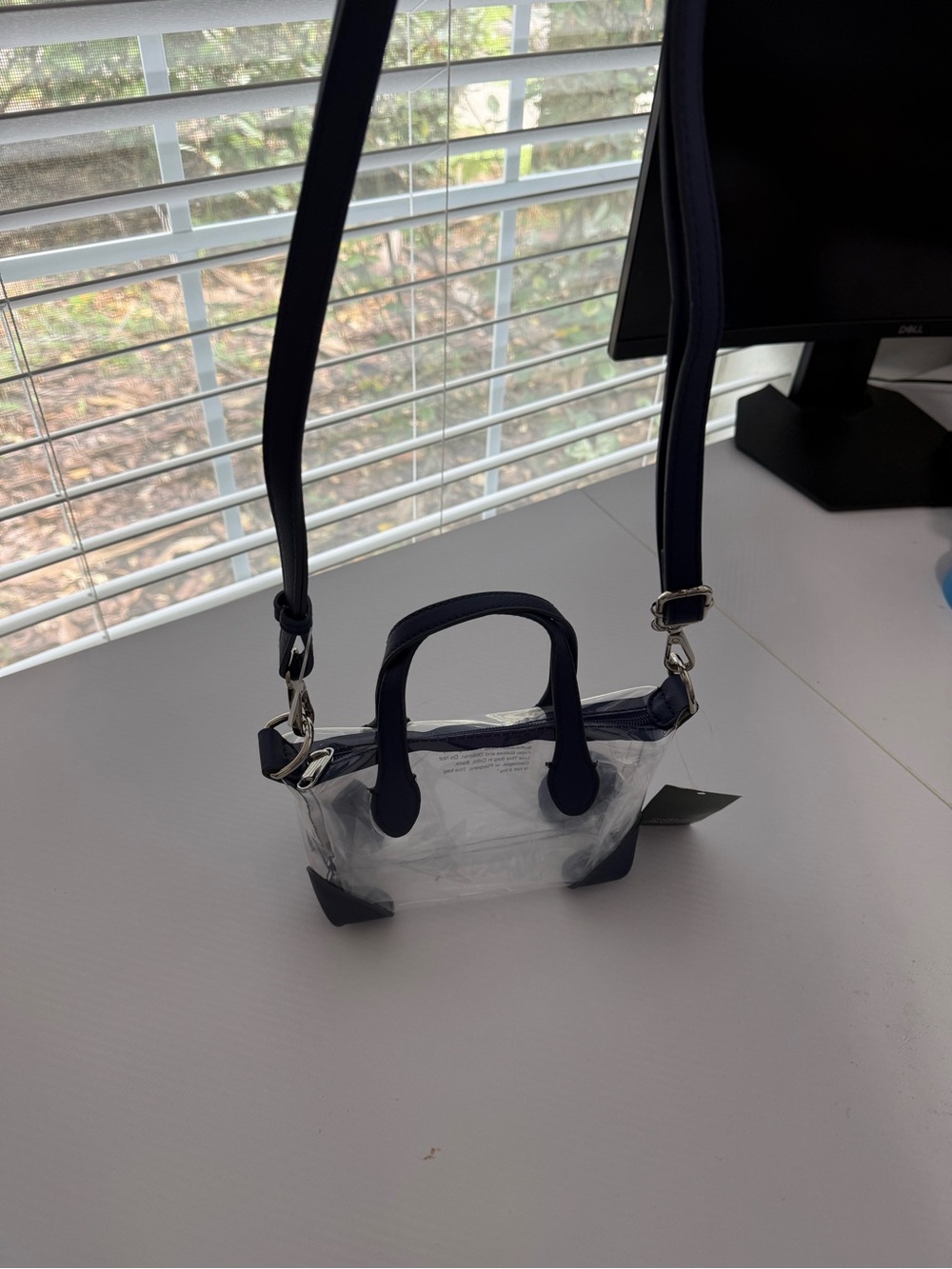 wild fable Clear Mini Crossbody Tote with Navy Trim